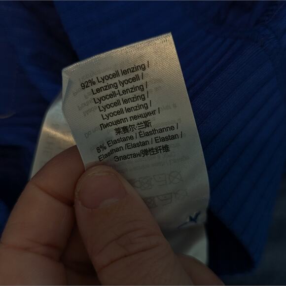 Ganni Royal Blue Tencel Ribbed Stirrup Leggings Size M - Picture 8 of 9